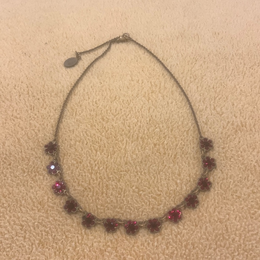 Michal Negrin maroon rhinestone necklace